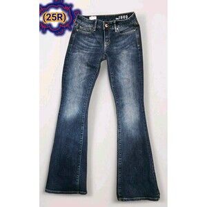 GAP 1969 Women's 25R Curvy Flare Bootcut Jeans Medium Wash Low Rise Stretch